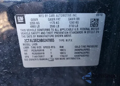 2011 GMC Terrain Sle z USA, uszkodzony, nr VIN 2CTALSEC9B6247865